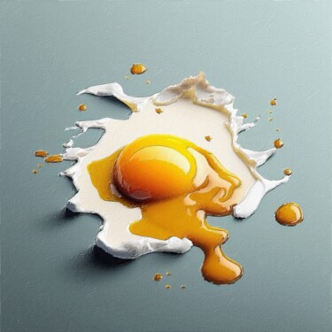 Schilderij getiteld "Egg Splat" door Tony Rubino, Origineel Kunstwerk, Acryl Gemonteerd op Frame voor houten brancard