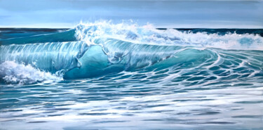 Pintura intitulada "Praia do Guincho Pa…" por Tonya Seiler, Obras de arte originais, Óleo Montado em Armação em madeira