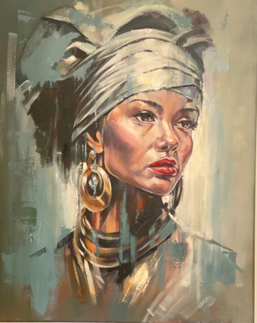 Painting titled "Woman In Turban" by Tonya Seiler, Original Artwork, Oil