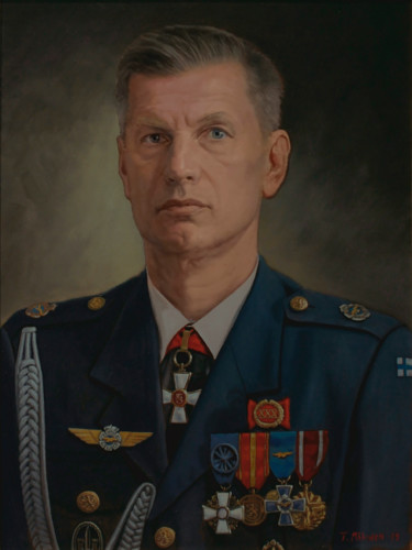 Painting titled "Portrait: Commander…" by Tony Mäkinen, Original Artwork, Oil