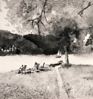 Drawing titled "paysage, landscape,…" by Tony Pereira Ferreira, Original Artwork, Ink