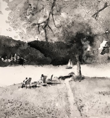 Dessin intitulée "paysage, landscape,…" par Tony Pereira Ferreira, Œuvre d'art originale, Encre