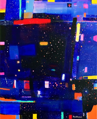 Painting titled "acrylique, cosmos,…" by Tony Pereira Ferreira, Original Artwork, Acrylic