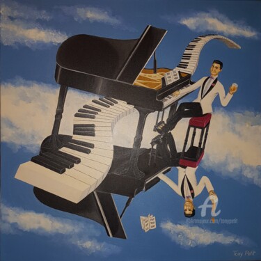 Malerei mit dem Titel "Le pianiste (The pi…" von Tony Petit, Original-Kunstwerk, Öl
