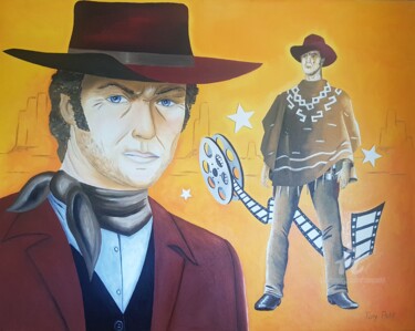 Painting titled "Clint Eastwood acte…" by Tony Petit, Original Artwork, Oil