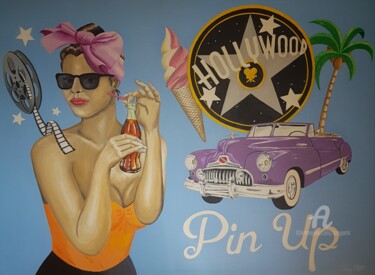 Peinture intitulée "Pin up" par Tony Petit, Œuvre d'art originale, Huile