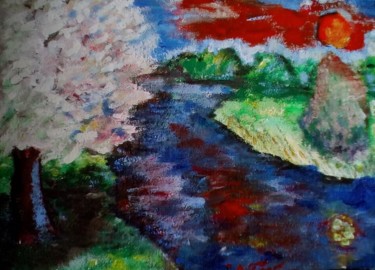 Картина под названием "Закат на реке (Suns…" - Даниил Грачиков, Подлинное произведение искусства