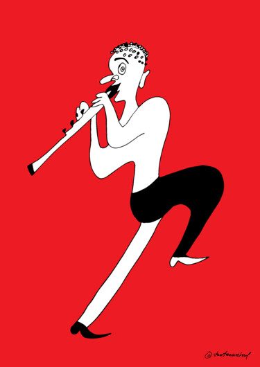 Zeichnungen mit dem Titel "Jazzzpiper" von Too Too Weird, Original-Kunstwerk, Bleistift