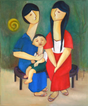 Peinture intitulée "Our Sweet Baby James" par Miriam Besa, Œuvre d'art originale, Huile