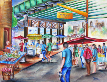 Schilderij getiteld "Borough Market, Lon…" door Miriam Besa, Origineel Kunstwerk, Olie