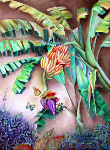 Painting titled "Banana Lakatan" by Miriam Besa, Original Artwork, Oil