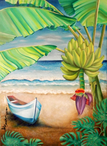 Pittura intitolato "Banana Fantasy" da Miriam Besa, Opera d'arte originale, Olio