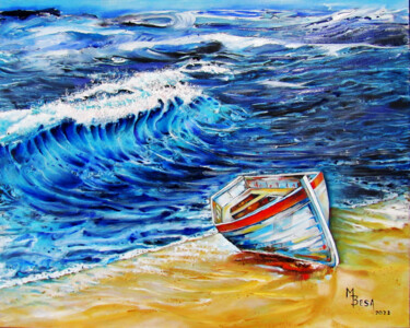 Pittura intitolato "Fury of the Sea" da Miriam Besa, Opera d'arte originale, Olio