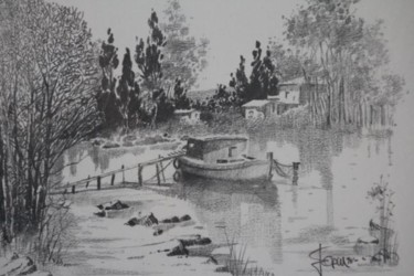 Painting titled "essex river" by Topcu, Original Artwork