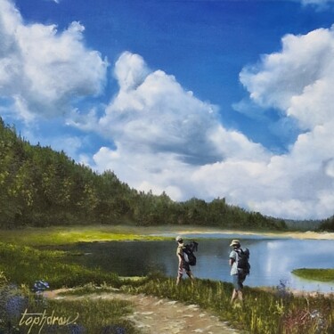 Painting titled "Lac de la Lande" by Tophdraw, Original Artwork, Oil