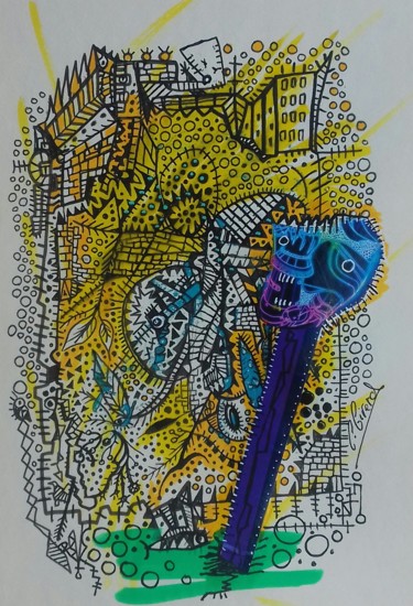 Dessin intitulée "totem" par Girerd Christophe, Œuvre d'art originale, Crayon