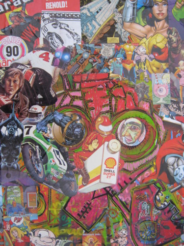 Peinture intitulée "motard des 70's!" par Girerd Christophe, Œuvre d'art originale, Acrylique