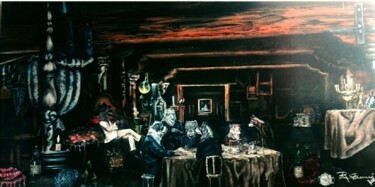 Painting titled "The Dogs Party" by Topo Mposa Bw, Original Artwork, Acrylic