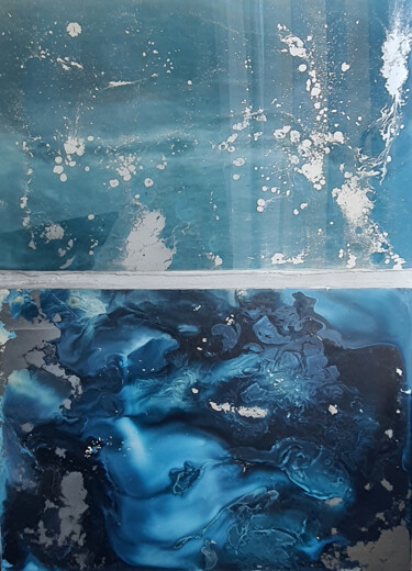 Schilderij getiteld "Turquoise Lagoon" door Tories Dor, Origineel Kunstwerk, Acryl