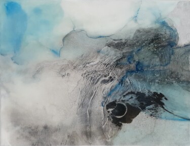 Картина под названием "Gentle Blue 1" - Tories Dor, Подлинное произведение искусства, Чернила