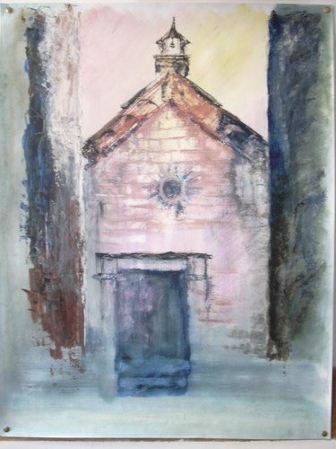 Peinture intitulée "Chapelle à Lopud" par Nathalie Torrents, Œuvre d'art originale