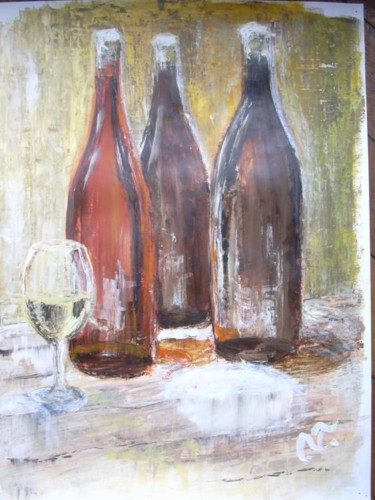 Peinture intitulée "Bouteilles" par Nathalie Torrents, Œuvre d'art originale