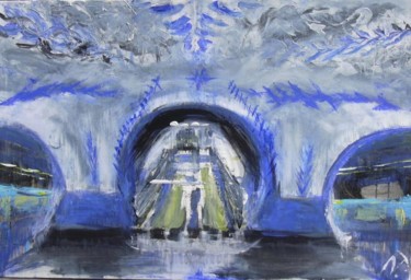 Peinture intitulée "Bleu" par Nathalie Torrents, Œuvre d'art originale
