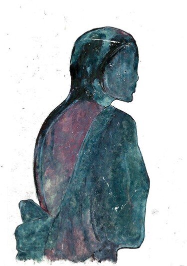 Painting titled "004 "girl"" by Tornike Bendeliani, Original Artwork, Watercolor