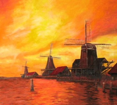 Peinture intitulée "amsterdam-red-b.jpg" par Natali Azarova, Œuvre d'art originale, Huile