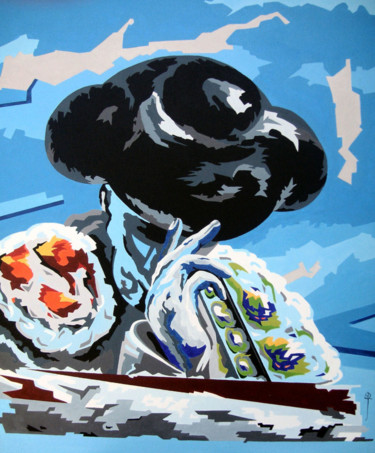 「bleu」というタイトルの絵画 Toros Bleusによって, オリジナルのアートワーク, アクリル