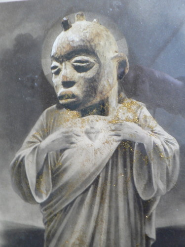 Peinture intitulée "african jesus" par Toross, Œuvre d'art originale, Acrylique Monté sur Panneau de bois