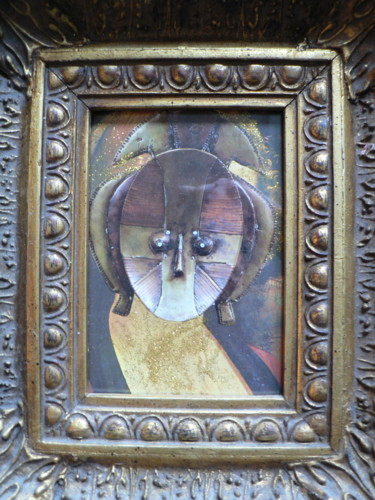 Collages titled "toross mask 1" by Toross, Original Artwork, Collages Mounted on Cardboard
