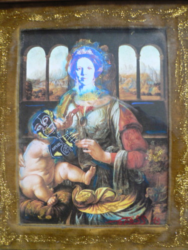 Painting titled "maternity toross" by Toross, Original Artwork, Acrylic Mounted on Wood Panel