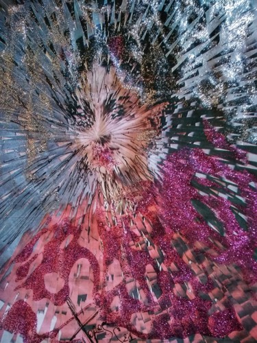 A TRAVERS LE MIROIR Collages intitulée "A TRAVERS LE MIROIR" par Toross, Œuvre d'art originale, Collages Monté sur Autre panneau rigide