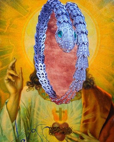 Collages titulada "SNAKE DIAMOND" por Toross, Obra de arte original, Collages Montado en Cartulina