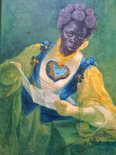 Collages intitolato "madame gratounette…" da Toross, Opera d'arte originale, Acrilico Montato su Pannello di legno