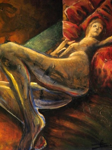 Peinture intitulée "nu alongé" par Fb Torrens, Œuvre d'art originale, Huile