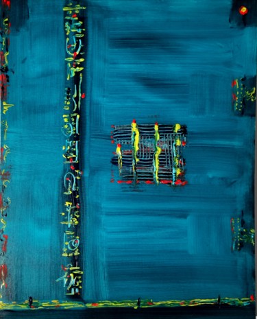 Painting titled "Hiéroglyphes" by Michèle Tortissier, Original Artwork, Acrylic