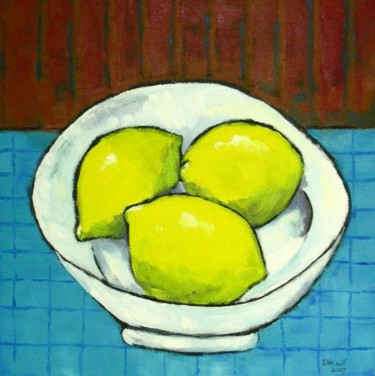 Peinture intitulée "lemons" par Stephen Hewitt, Œuvre d'art originale