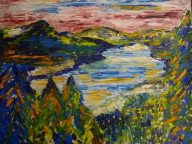 Pintura intitulada "Lac" por Toshio Asaki, Obras de arte originais, Óleo