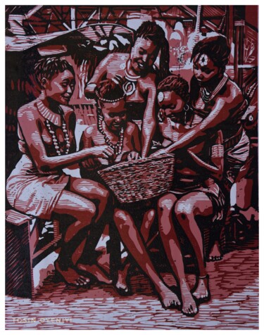 Gravures & estampes intitulée "BIRD OF SAME FEATHE…" par Tosin Oyeniyi, Œuvre d'art originale, Linogravures