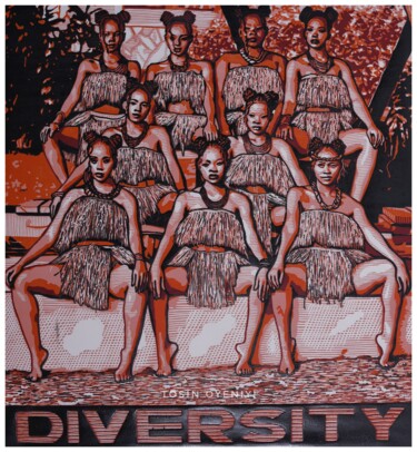 Estampas & grabados titulada "EQUITY AND DIVERSITY" por Tosin Oyeniyi, Obra de arte original, Linograbados