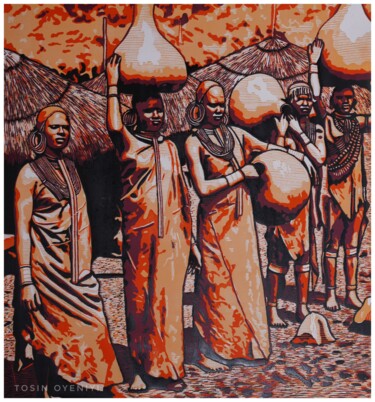 印花与版画 标题为“CALL to ORDER” 由Tosin Oyeniyi, 原创艺术品, Linocuts