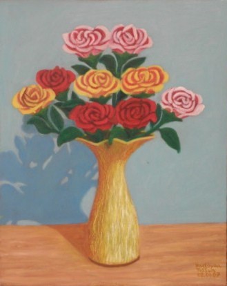 Painting titled "kulirk, fleurs" by Tossoun Nadoyan, Original Artwork