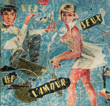 Collages intitulée "Les Jeux de l'Amour" par Ka, Œuvre d'art originale, Collages