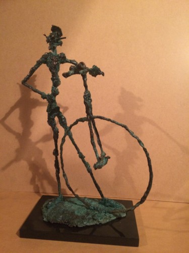 Sculpture titled "Bicycle clown 2." by Erno Toth, Original Artwork, Bronze