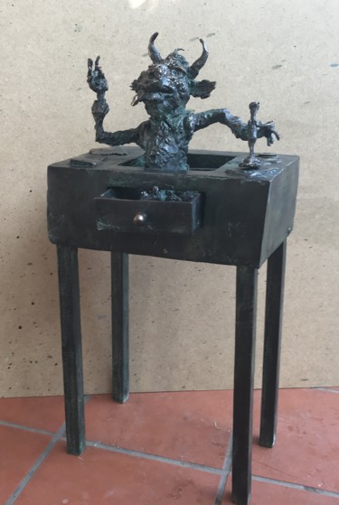 Sculpture titled "Bureaucrat 1." by Erno Toth, Original Artwork, Bronze