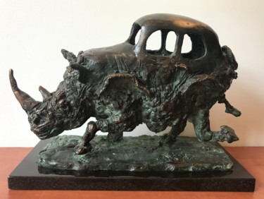 Sculpture titled "Rhinocipede" by Erno Toth, Original Artwork, Bronze