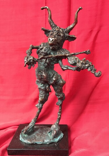 Sculpture titled "Crazy Minotaur" by Erno Toth, Original Artwork, Bronze
