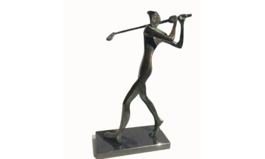 「Golfer」というタイトルの彫刻 Kristof Tothによって, オリジナルのアートワーク, ブロンズ